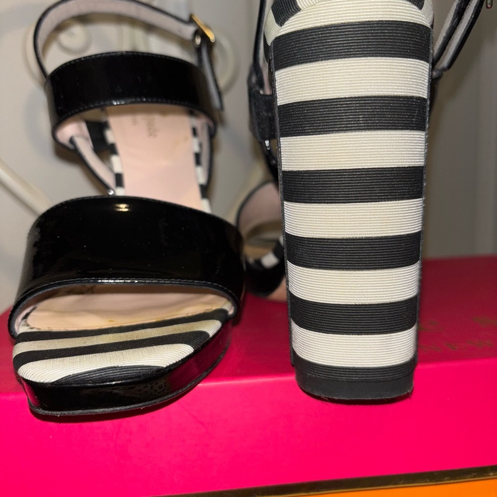 Black and White Striped Women's Heels
